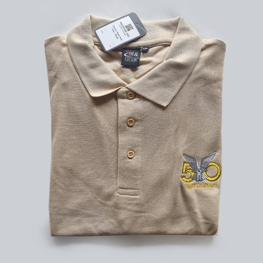 Golf Shirt - Beige - Selous Scouts 50 Year logo