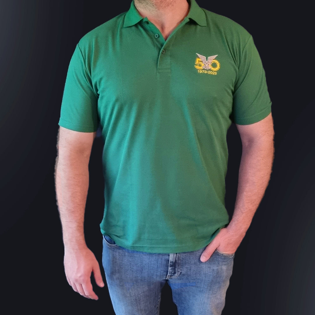 Golf Shirt - Green - Selous Scouts 50 Years logo