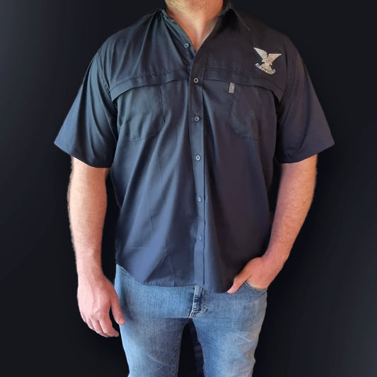 Short Sleeve Shirt - Navy - Selous Scouts logo