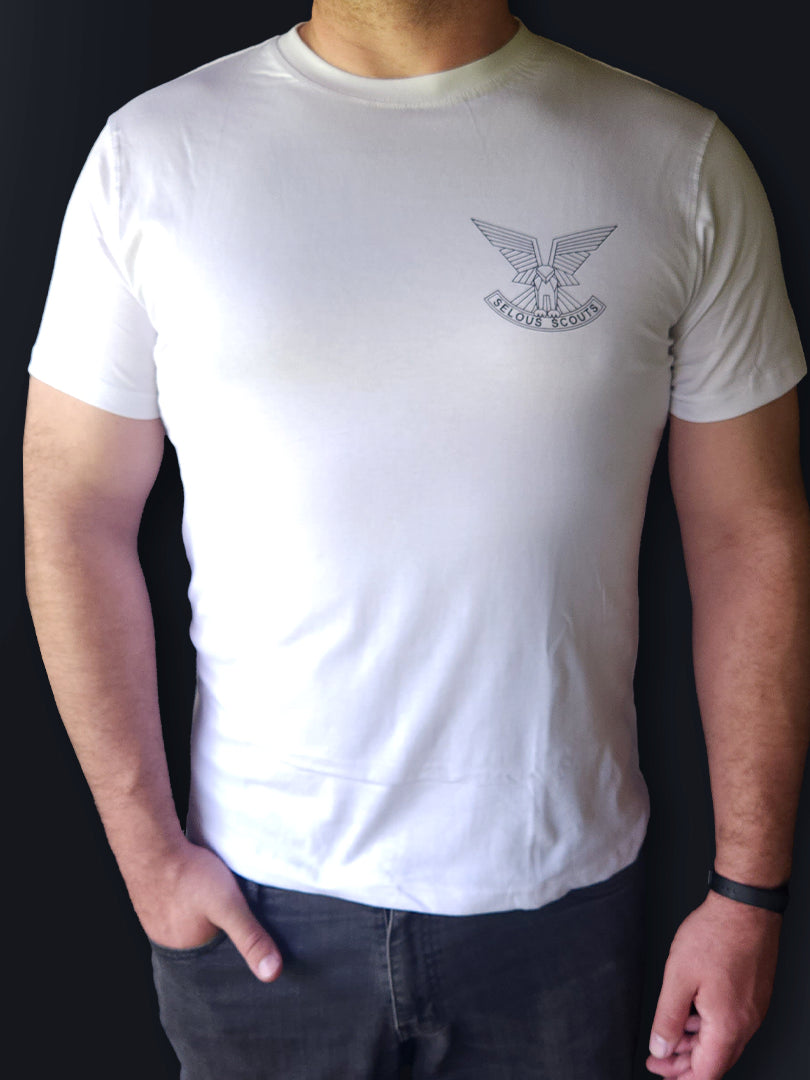 T-Shirt 3 - Small Selous Scouts Logo front and Skuzapo on back