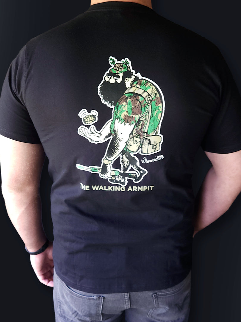 T-Shirt 5 - Small Selous Scouts Logo with Pamwe Chete on the front and Walking Armpit on back