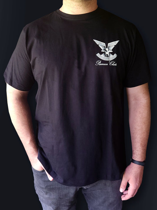 T-Shirt 5 - Small Selous Scouts Logo with Pamwe Chete on the front and Walking Armpit on back