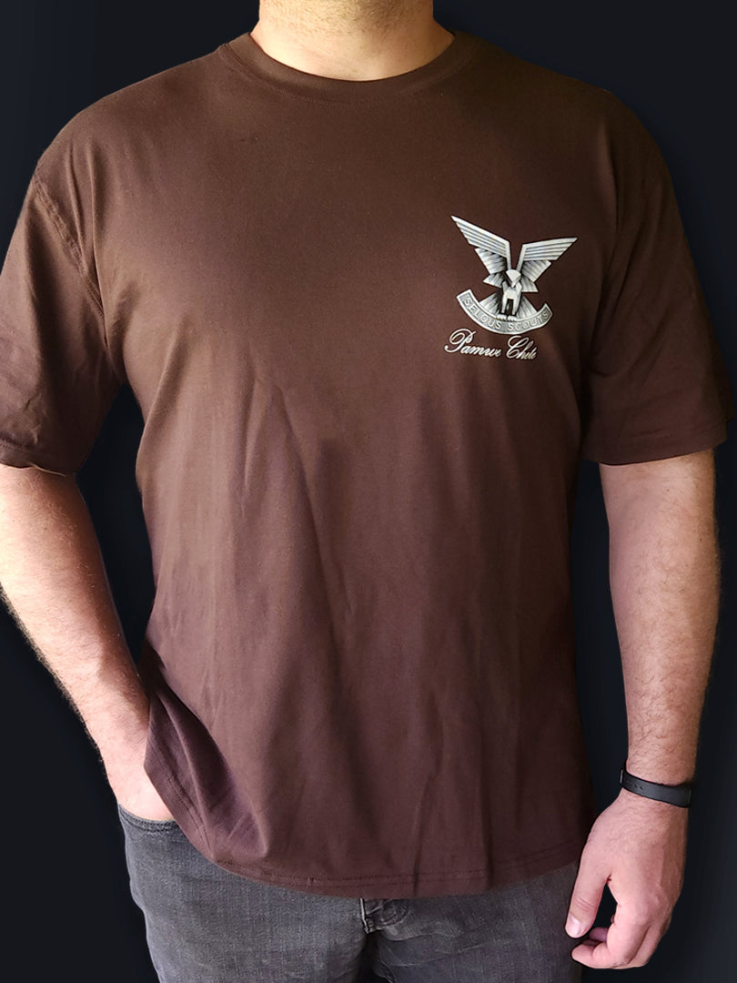 T-Shirt 5 - Small Selous Scouts Logo with Pamwe Chete on the front and Walking Armpit on back