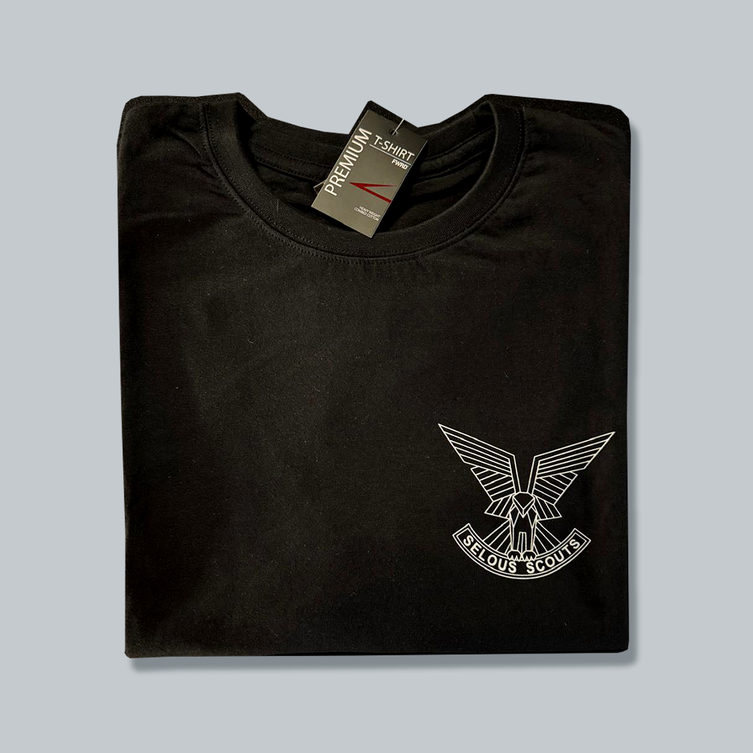T-Shirt 3 - Small Selous Scouts Logo front and Skuzapo on back