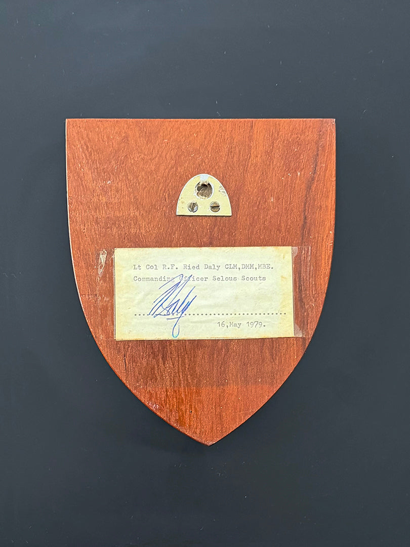 Selous Scouts Plaque - signed by Lt Col Ron Reid-Daly CLM DMM MBE