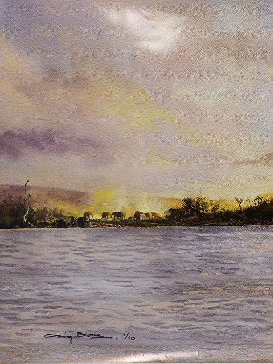 Wafa Wafa Training Camp Lake Kariba - signed Print - 76cm x 50cm